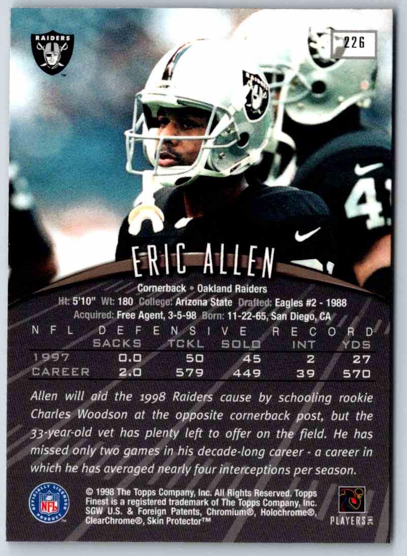 1998 Topps Finest Football Eric Allen