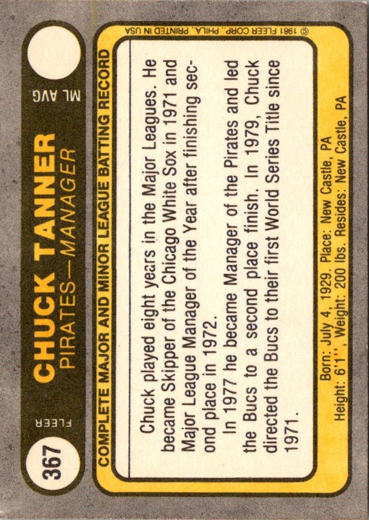 1981 Fleer Chuck Tanner