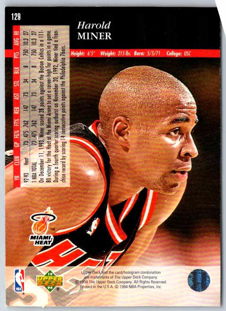 1995 Upper Deck Harold Miner