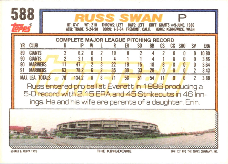 1992 Topps Russ Swan