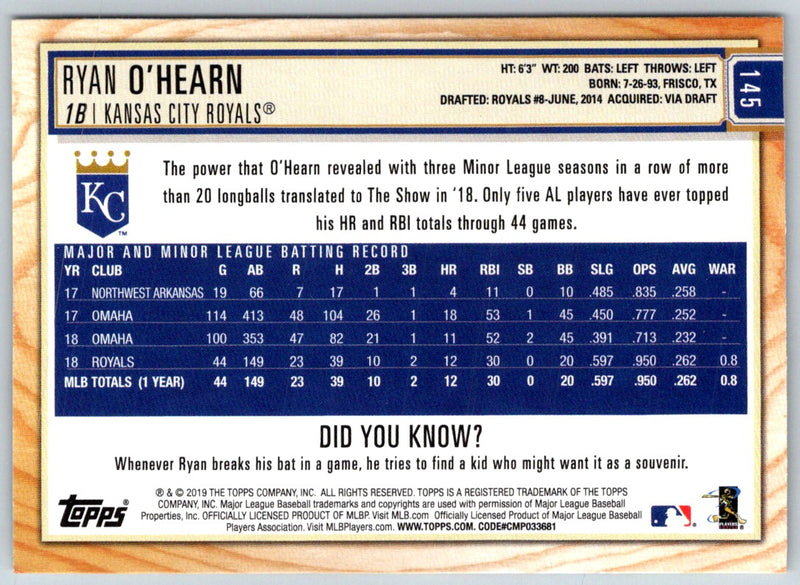 2019 Topps Big League Ryan O'Hearn