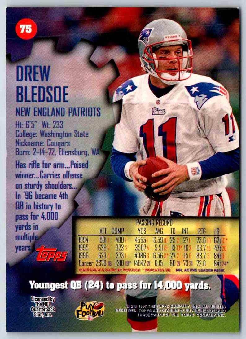 1997 Topps Stadium Club Football Drew Bledsoe