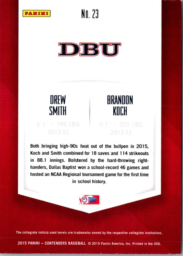 2015 Panini Contenders Collegiate Connections Brandon Koch/Drew Smith