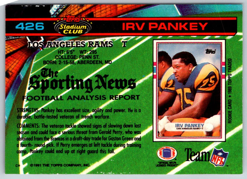 1991 Stadium Club Irv Pankey