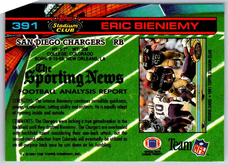 1991 Topps Stadium Club Football Eric Bieniemy