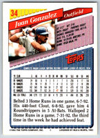 1993 Topps Juan Gonalez #34