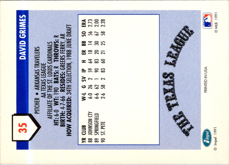 1991 Line Drive AA David Grimes