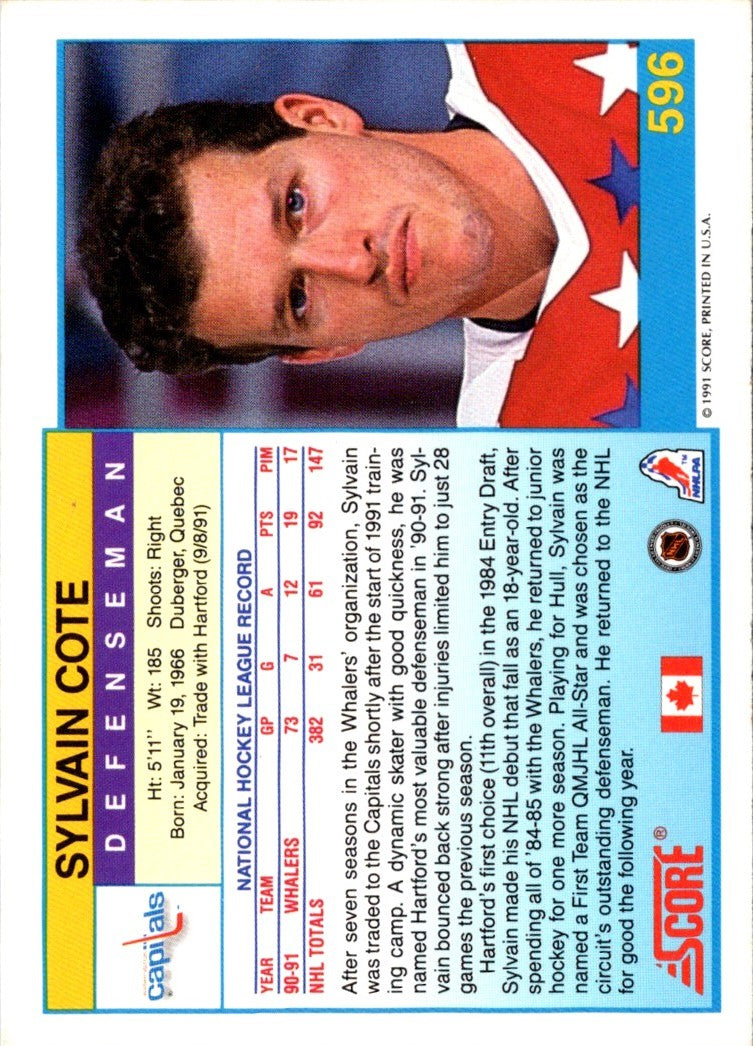 1991 Score Canadian Bilingual Sylvain Cote