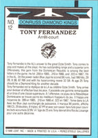 1988 Donruss Diamond Kings Tony Fernandez #12