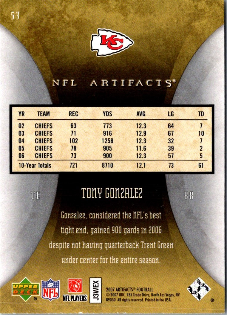 2007 Upper Deck Artifacts Tony Gonzalez