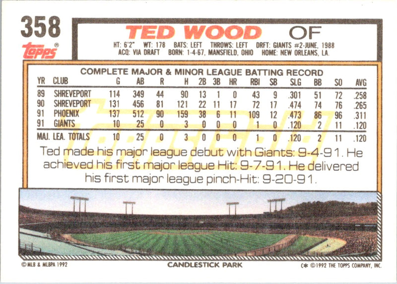 1992 Topps Ted Wood