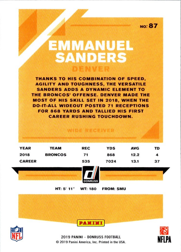 2019 Donruss Emmanuel Sanders