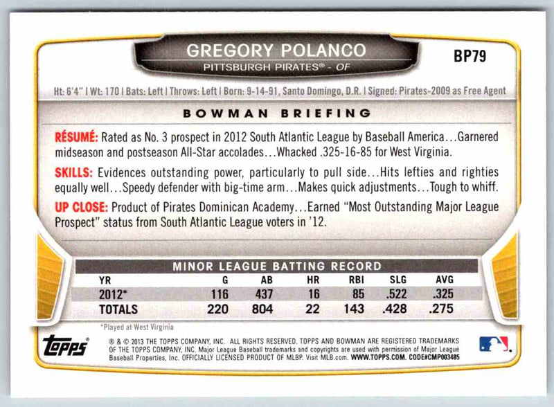 2013 Bowman Gregory Polanco