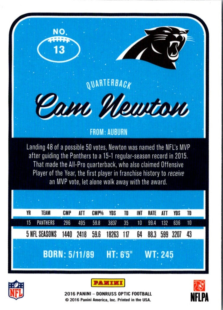 2016 Donruss Optic Cam Newton