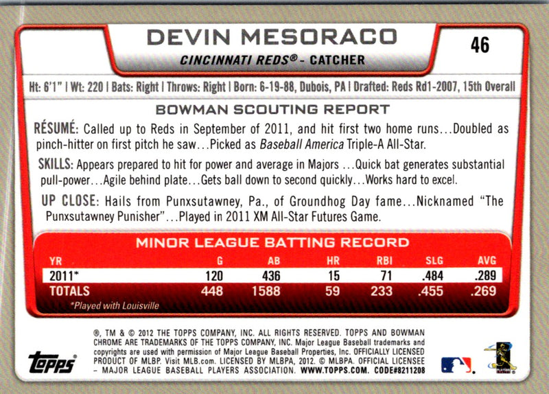 2012 Bowman Chrome Devin Mesoraco