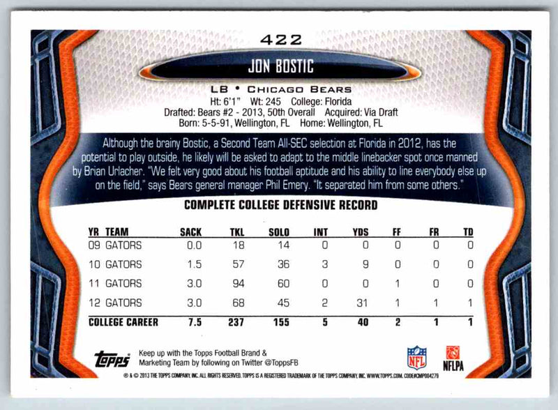 2013 Topps Jon Bostic