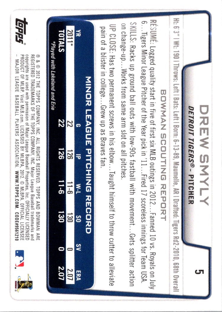 2012 Bowman Draft Picks & Prospects Drew Smyly