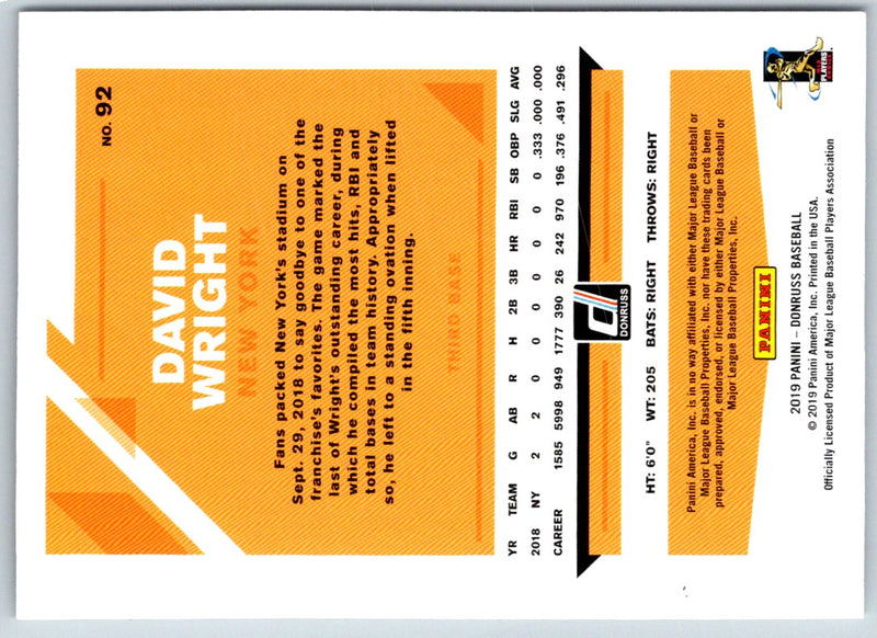 2019 Donruss David Wright