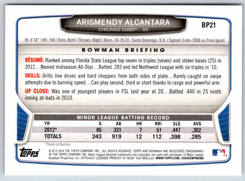 2014 Bowman Arismendy Alcantara