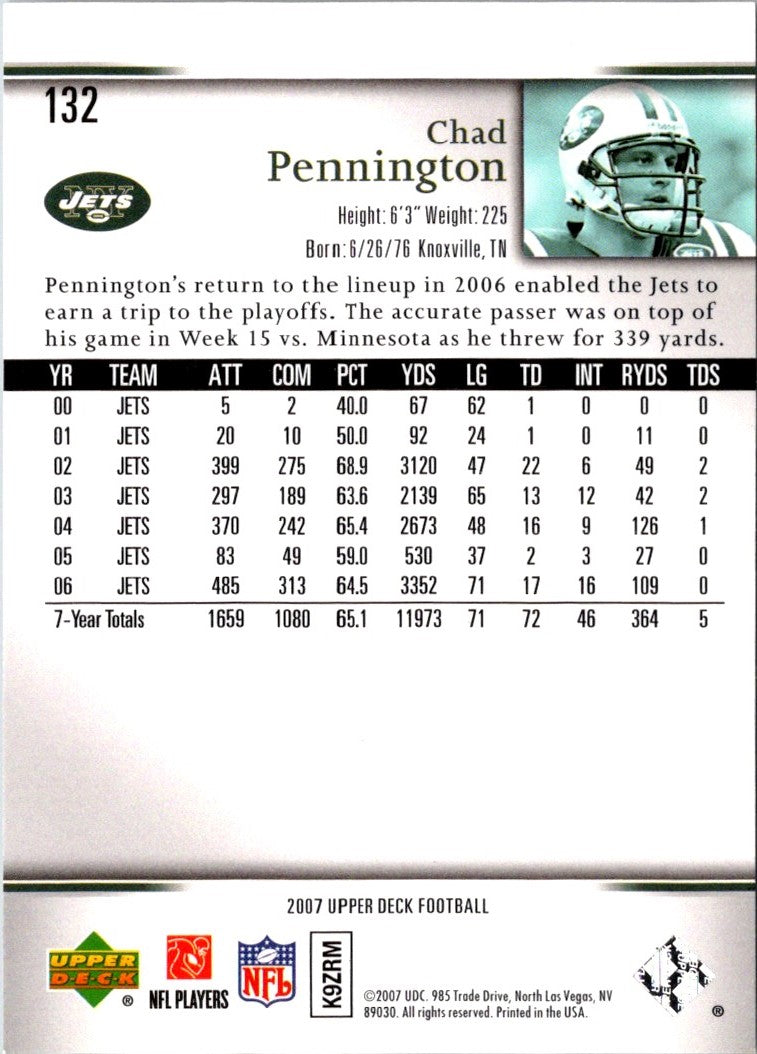 2007 Upper Deck Chad Pennington