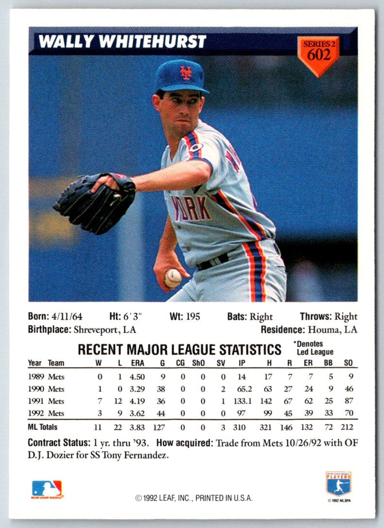 1993 Donruss Wally Whitehurst