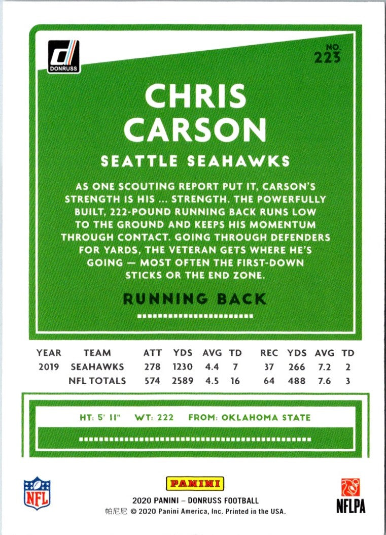 2020 Donruss Chris Carson