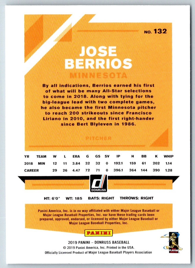 2019 Donruss Jose Berrios