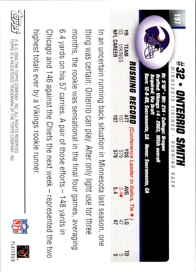 2004 Topps Onterrio Smith