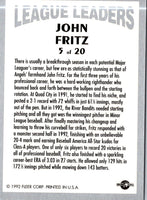 1992 Fleer Excel League Leaders John Fritz #5