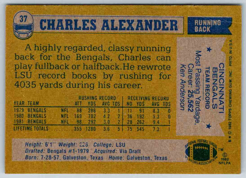 1982 Topps Charles Alexander