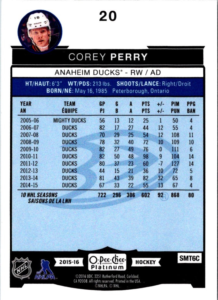 2015 O-Pee-Chee Platinum Corey Perry