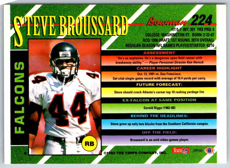 1993 Bowman Football Steve Broussard