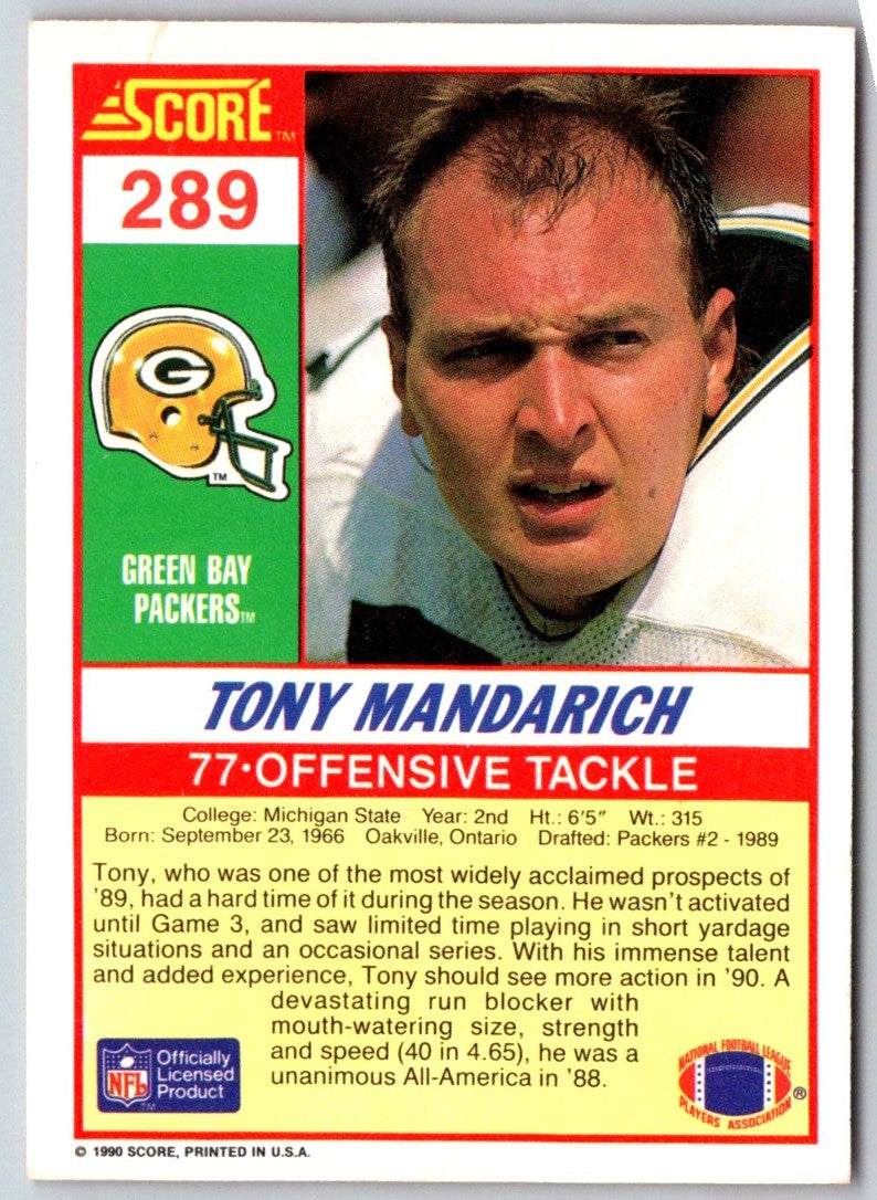 1990 Score Tony Mandarich