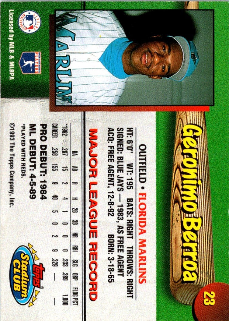 1993 Stadium Club Florida Marlins Geronimo Berroa