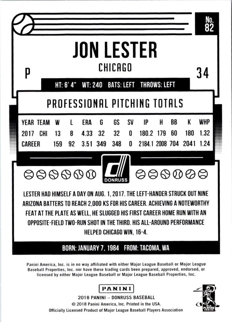 2018 Donruss Jon Lester