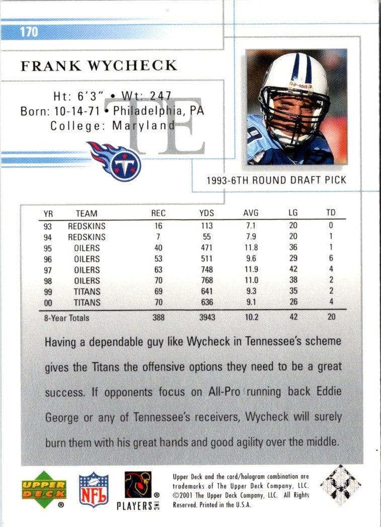 2001 Upper Deck Frank Wycheck