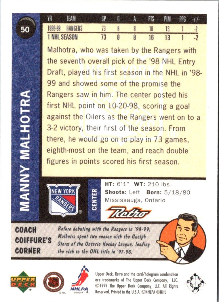 1999 Upper Deck Retro Manny Malhotra