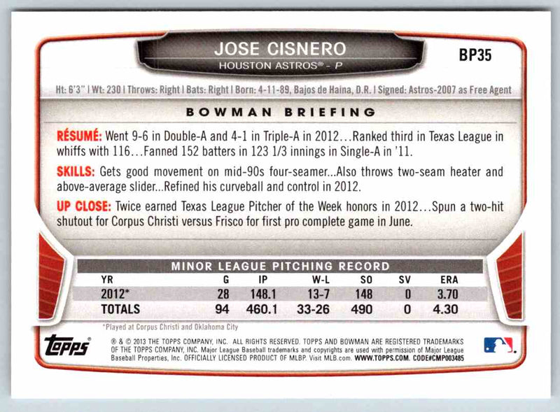 2013 Bowman Jose Cisnero