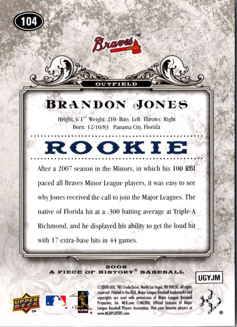 2008 Upper Deck A Piece of History Brandon Jones