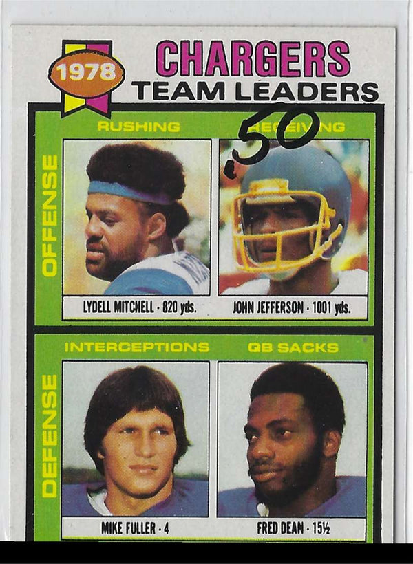 1979 Topps Lydell Mitchell/John Jefferson/Mike Fuller/Fred Dean #338 VG