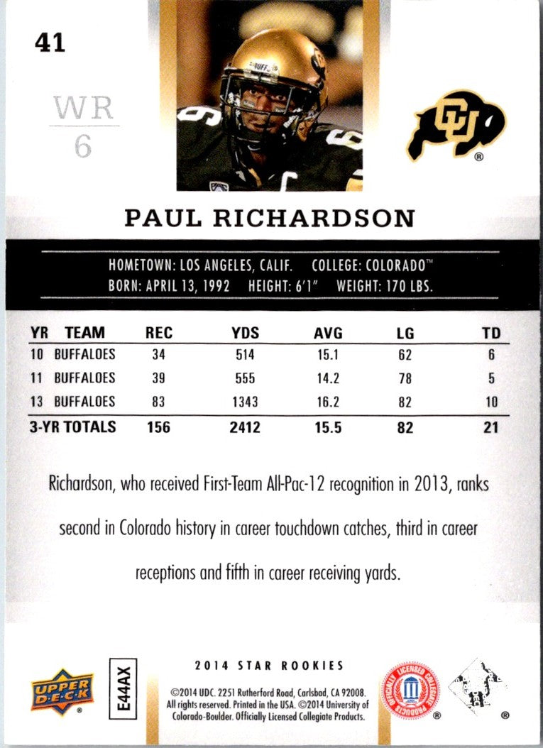 2014 Upper Deck Star Rookies Box Set SP Paul Richardson