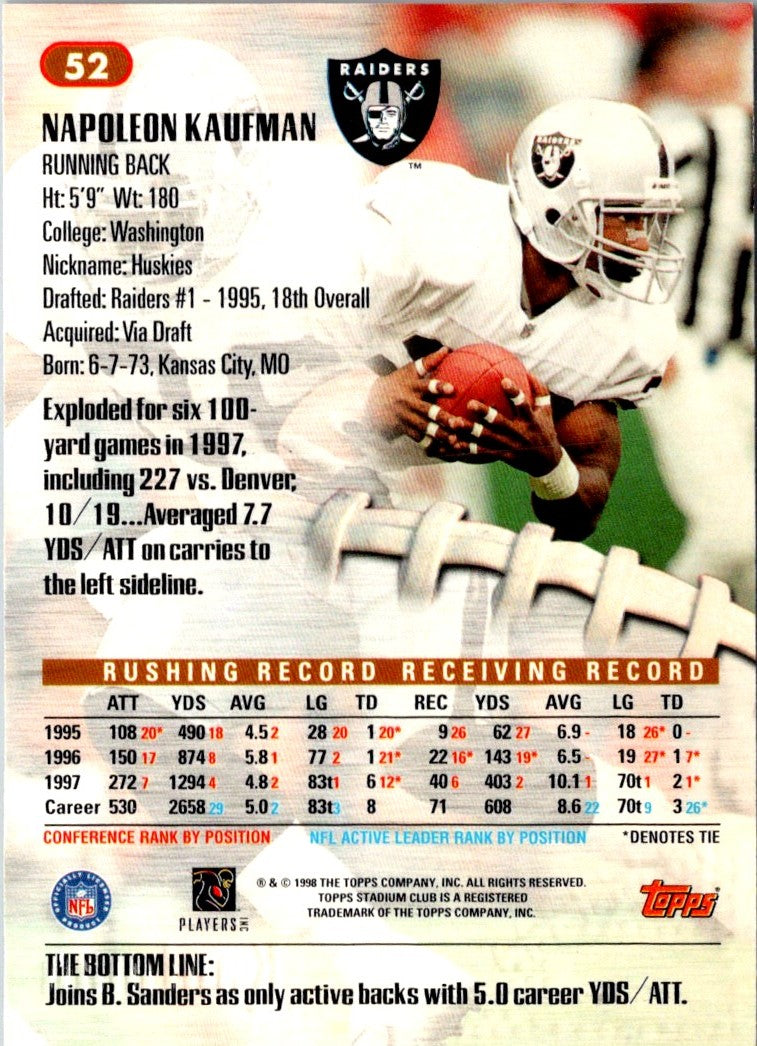 1998 Stadium Club Napoleon Kaufman