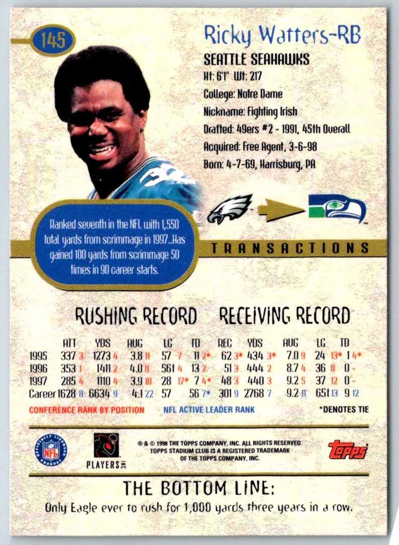 1998 Stadium Club Ricky Watters