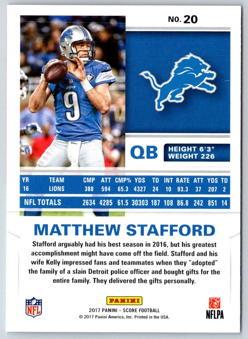 2017 Score Scorecard Matthew Stafford