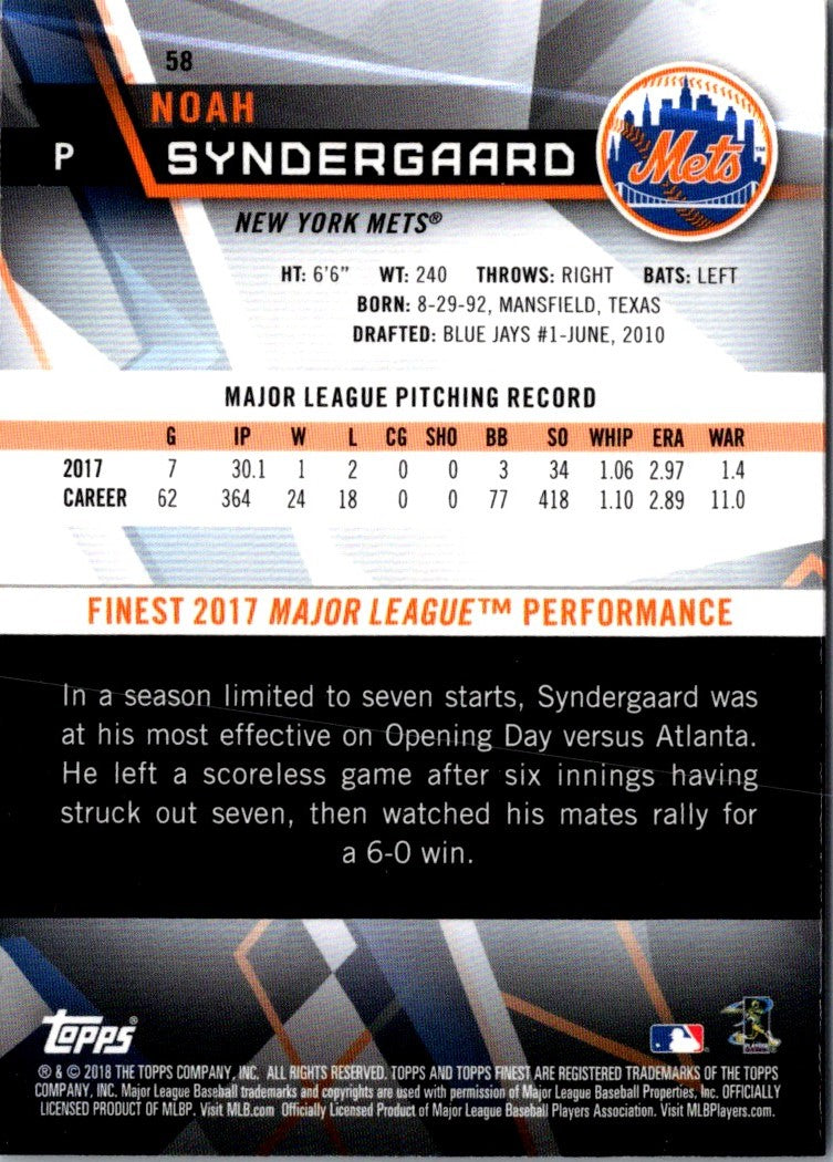 2018 Finest Noah Syndergaard
