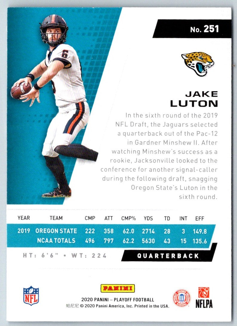 2020 Panini Chronicles Draft Picks Playoff Jake Luton