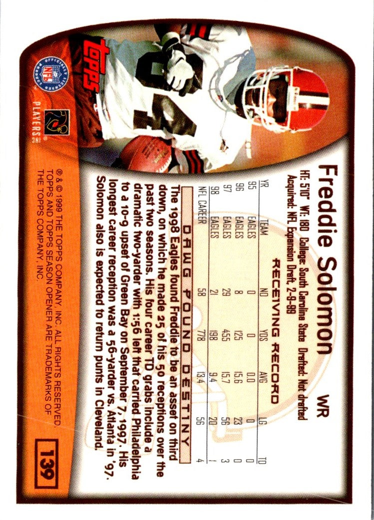 1999 Topps Season Opener Freddie Solomon