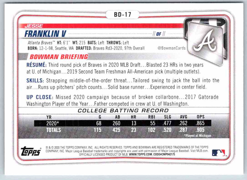 2020 Bowman Jesse Franklin V