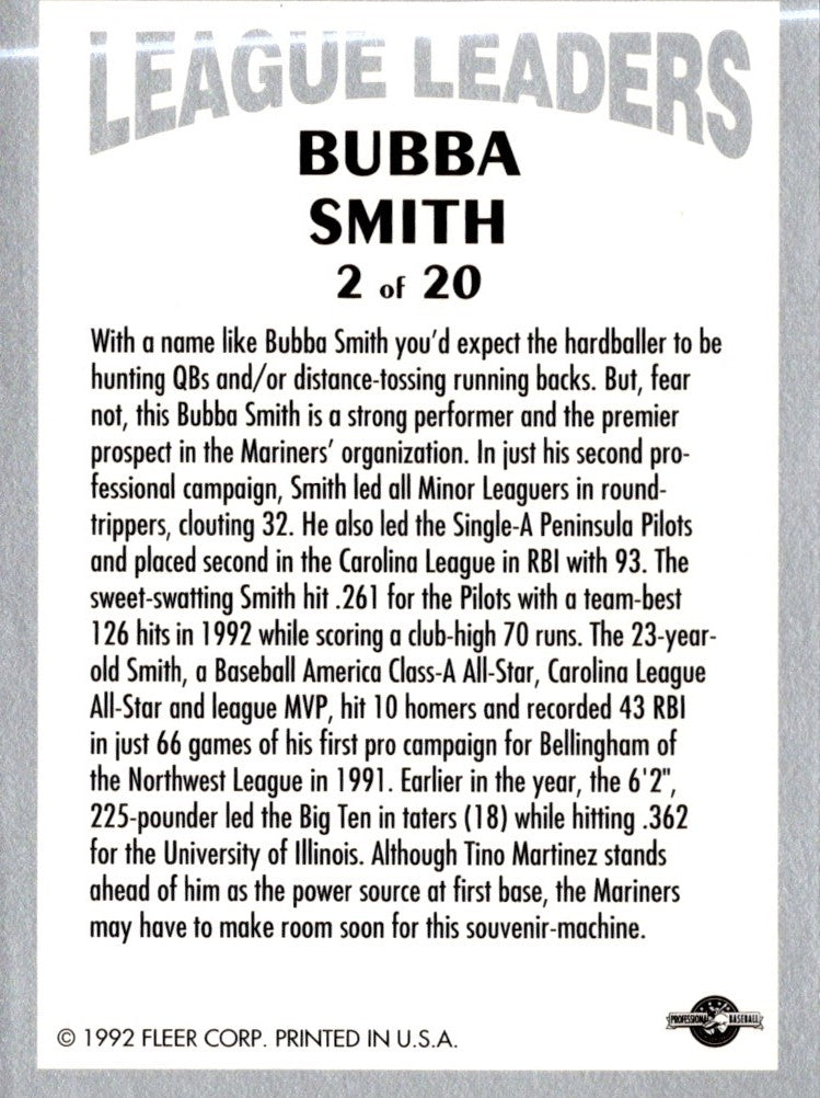 1992 Fleer Excel League Leaders Bubba Smith