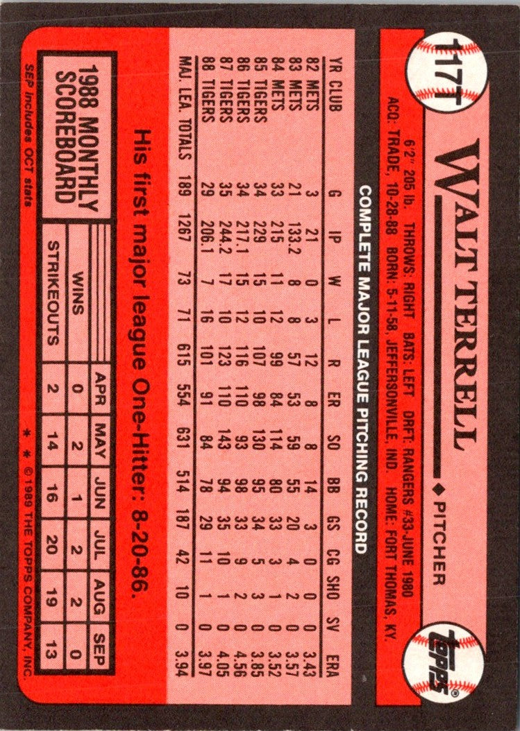 1989 Topps Traded Walt Terrell